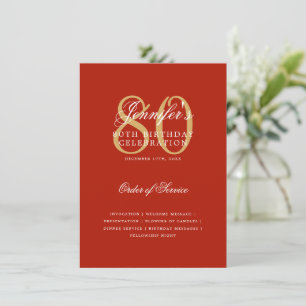 Elegant 80-årsfirande Program Guld Rött Meny