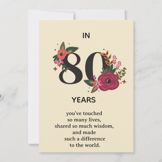 Elegant 80-årsjubileum "Om 80 år" Fl Inbjudningar (Framsida)