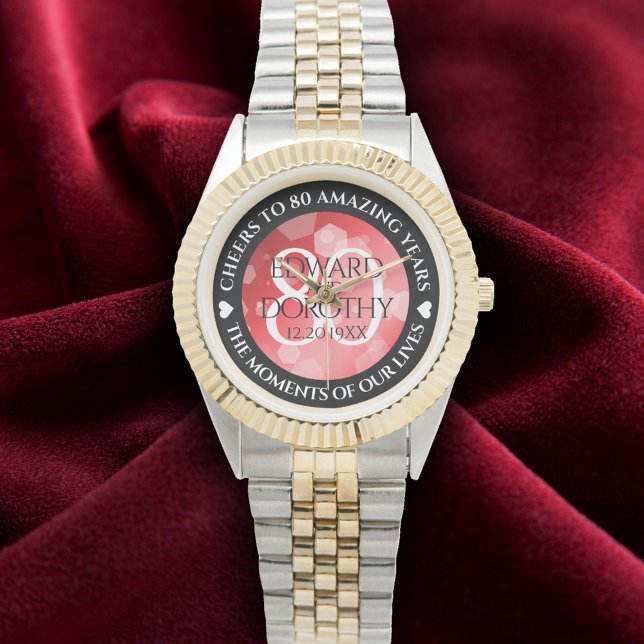 Elegant 80:e årsdagen för Ruby Bröllop i Firande Armbandsur (Elegant 80th Ruby Wedding Anniversary Wristwatch Cover Photo)