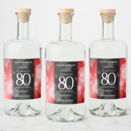 Elegant 80:e årsdagen för Ruby Bröllop i Firande Spritflaskor Etikett