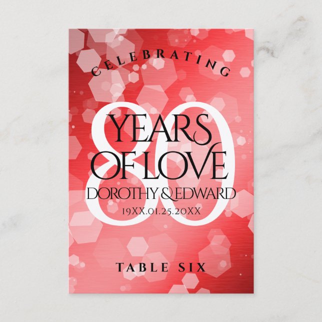 Elegant 80:e årsdagen för Ruby Bröllop i Firande Tack Kort (Framsida)