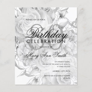 Elegant 80:e födelsedag Blommigt Silver White Inbj