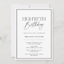 Elegant 80:e födelsedag, svartvitt inbjudningar