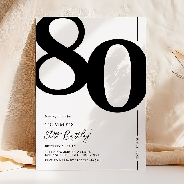 Elegant 80:e Födelsedagsfest inbjudan (Skapare uppladdad)