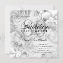 Elegant 80:e Födelsedagsfesten Blommigt Silver Whi