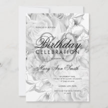 Elegant 80:e Födelsedagsfesten Blommigt Silver Whi
