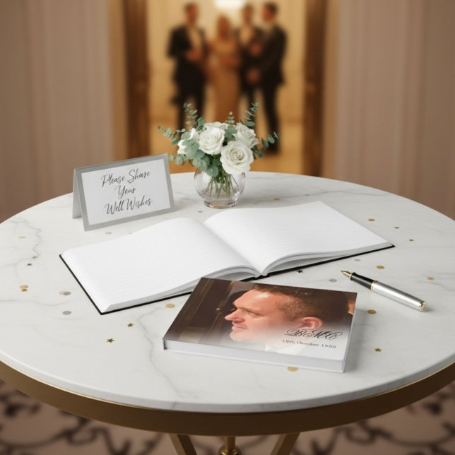 Elegant 80:e födelsedagsfoto och monogramgäst Bok (Skapare uppladdad)