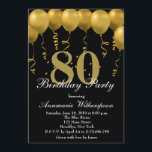 Elegant 80:e födelsedagsinbjudan Guld-bubblor Inbjudningar<br><div class="desc">Bubblor från elegant Guld på födelsedagsinbjudan</div>