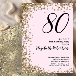 Elegant 80:e födelsedagsinbjudan Rosa Guld Sequins Inbjudningar