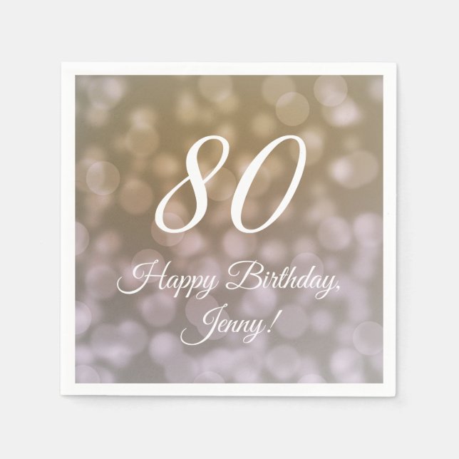 Elegant 80:e födelsedagslöjor till henne pappersservett (Framsidan)