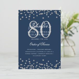Elegant 80:e födelsedagsprogrammet Menu Silver Nav Inbjudningar