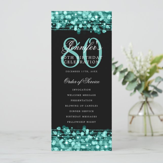 Elegant 80:e födelsedagsprogrammet Turkos Tack Inbjudningar (Stående Fram)