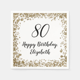 Elegant 80:e födelsedlarna med Guld-säten Pappersservett
