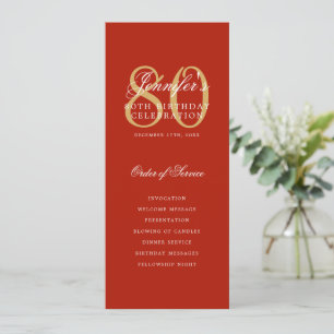 Elegant 80:e Guld Red Menu+Tack Inbjudningar