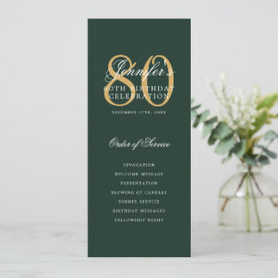 Elegant 80:e programmenyn Guld Grönt Meny+Tack Inbjudningar