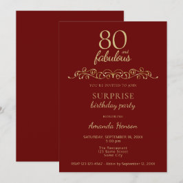 Elegant 80 och Fabulous Ornament 80 Birthday Inbjudningar