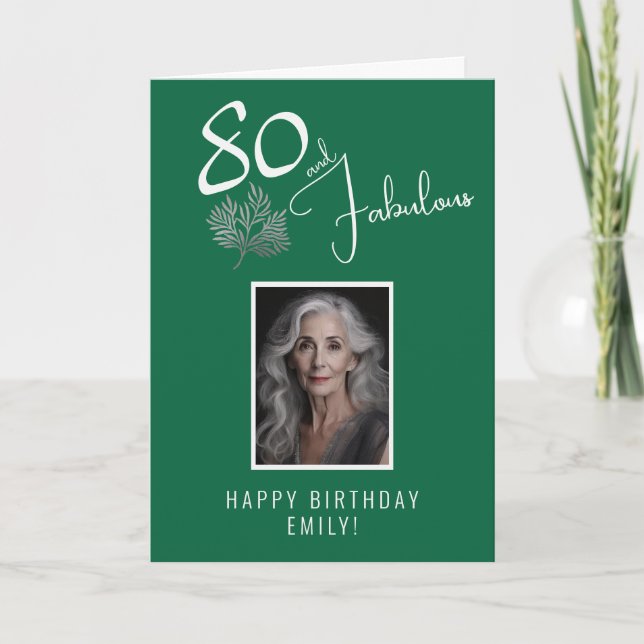 Elegant 80 och fantastisk födelsedagsfoto för 80-å kort (Framsida)
