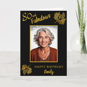 Elegant 80 och fantastisk guldflora 80-årsdag kort