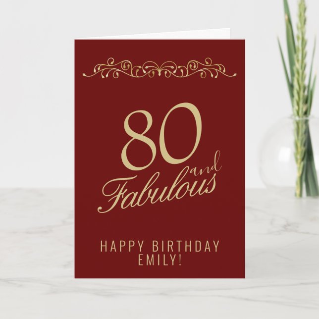 Elegant 80 och fantastisk prydnad 80-årsdag kort (Framsida)