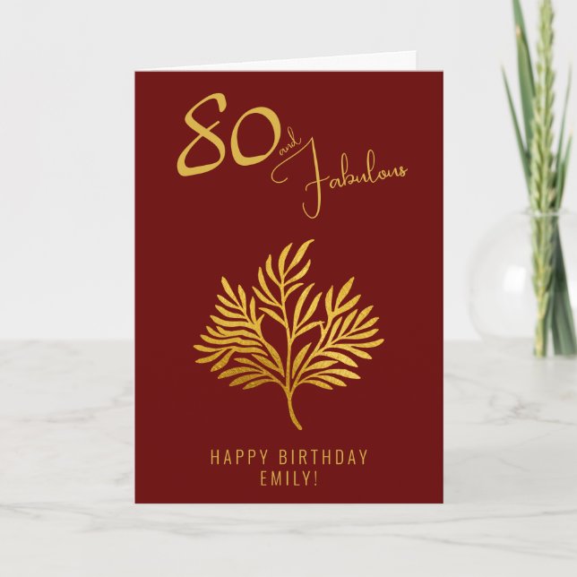 Elegant 80 och fantastiska Golden Kvistar 80-årsda Kort (Framsida)