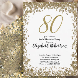 Elegant 80th Birthday Invitation For Her in Gold Inbjudningar