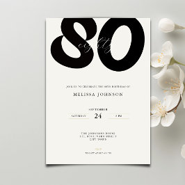 Elegant 80th Birthday Invitation - Minimal Style Inbjudningar