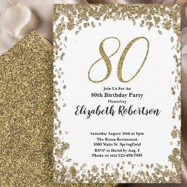 Elegant 80th Birthday Invitation With Gold Sequins Inbjudningar