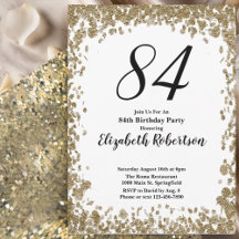 Elegant 84th Birthday Invitation For Her in Gold