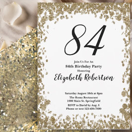 Elegant 84th Birthday Invitation For Her in Gold Inbjudningar