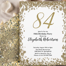 Elegant 84th Birthday Invitation For Her in Gold Inbjudningar