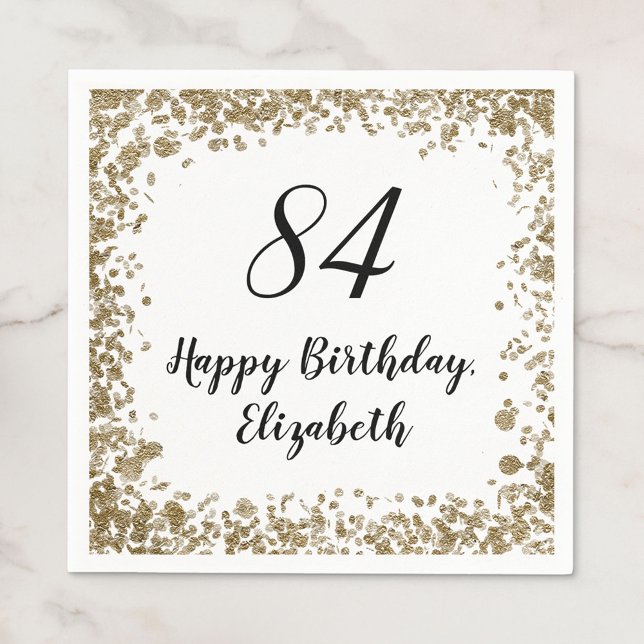 Elegant 84th Birthday Napkins With Gold Sequins Pappersservett (Skapare uppladdad)