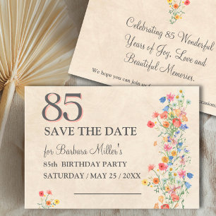 Elegant 85-årsdag - Wildflower Design 85 år Spara Datumet