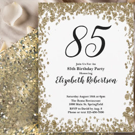 Elegant 85th Birthday Invitation For Her in Gold Inbjudningar