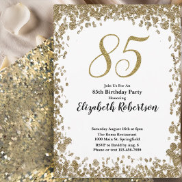 Elegant 85th Birthday Invitation For Her in Gold Inbjudningar