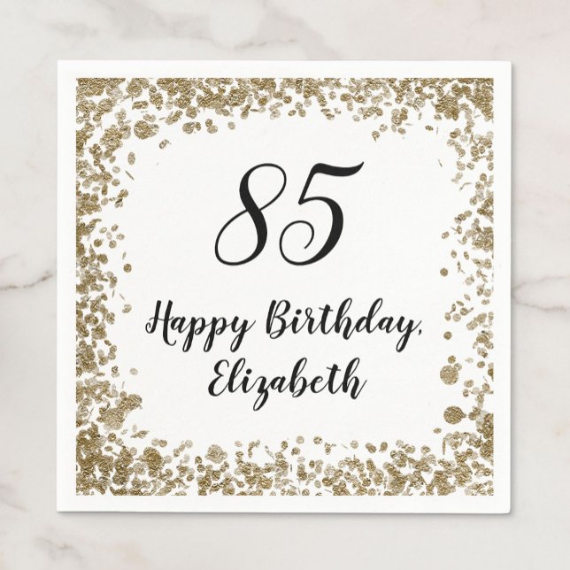 Elegant 85th Birthday Napkins With Gold Sequins Pappersservett (Skapare uppladdad)