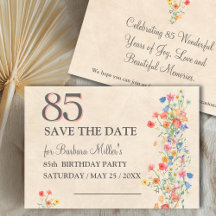 Elegant 85th Birthday - Wildflower Design 85 Years