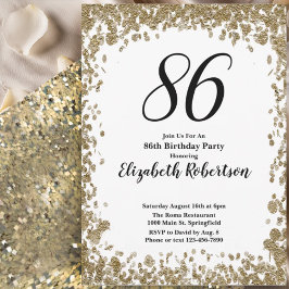 Elegant 86th Birthday Invitation For Her in Gold Inbjudningar