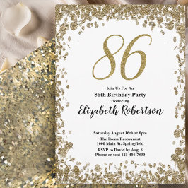 Elegant 86th Birthday Invitation For Her in Gold Inbjudningar