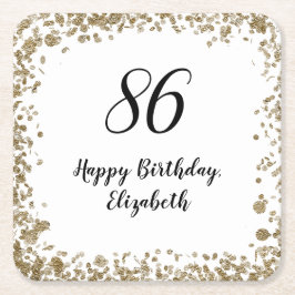 Elegant 86th Birthday Napkins With Gold Sequins Underlägg Papper Kvadrat