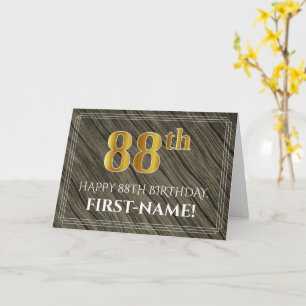 Elegant 88:e födelsedagen: Faux Wood, Faux Guld lo Kort