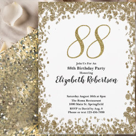 Elegant 88th Birthday Invitation For Her in Gold Inbjudningar