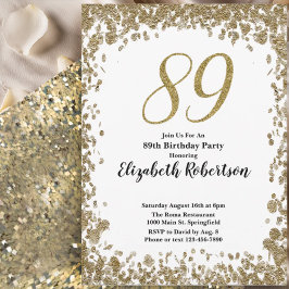 Elegant 89th Birthday Invitation For Her in Gold Inbjudningar