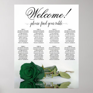 Elegant 8 Bordsmärke Smaragdgrön Ros Platskarta Poster