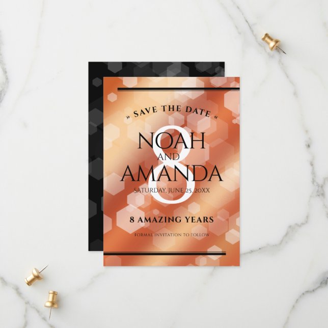 Elegant 8:e Bronze Bröllop-årsdagen Firande Spara Datumet (Fram/Back In Situ)