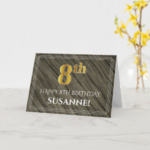 Elegant 8:e födelsedagen: Faux Wood, Faux Guld loo Kort