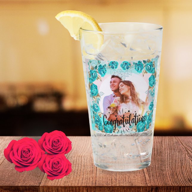 Elegant 8th Wedding Anniversary Photo Couple  Glaskopp (Skapare uppladdad)