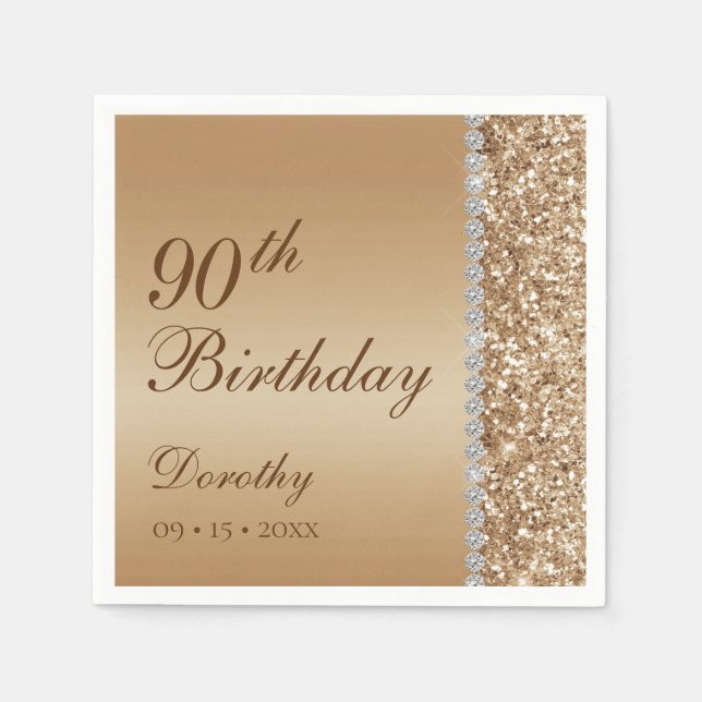 Elegant 90-årsdag pappersservett (Framsidan)