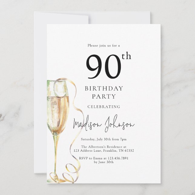 Elegant 90-årsfest inbjudningar (Framsida)