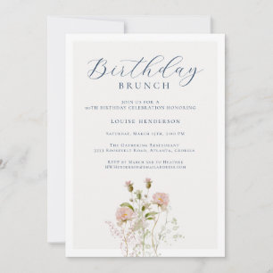 Elegant 90:e Calligraphy Wildblomma Birthday Inbjudningar