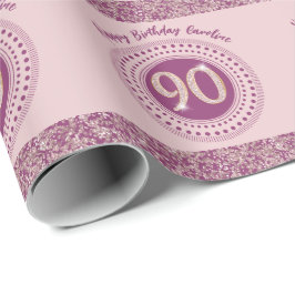 Elegant 90:e födelsedag Ro Guld Glitter & Rand vid Presentpapper